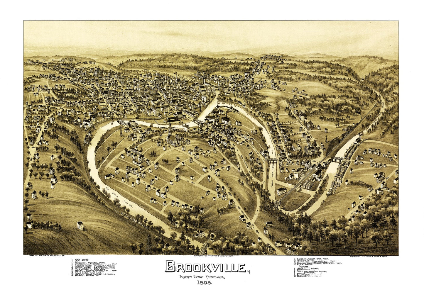Vintage Map of Brookville, Pennsylvania, 1895