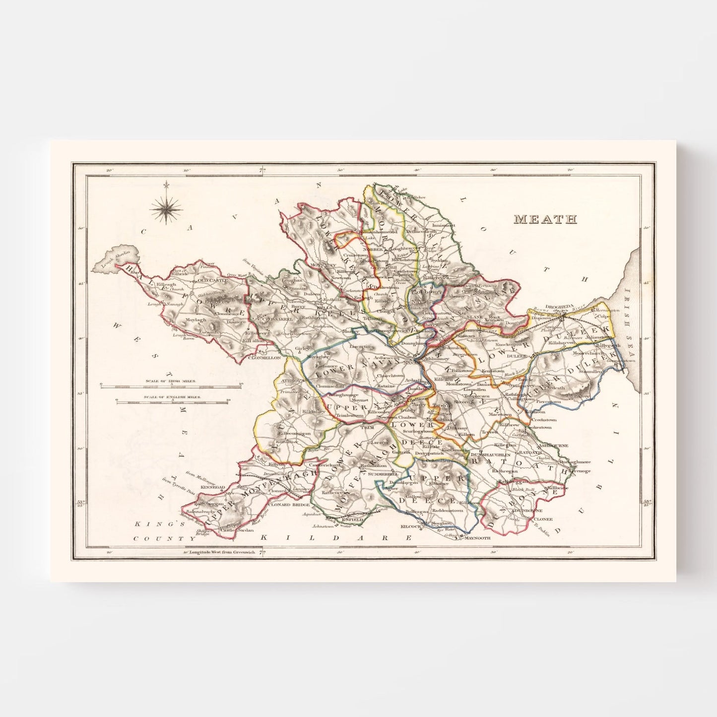 Vintage Map of County Meath, Ireland, 1846