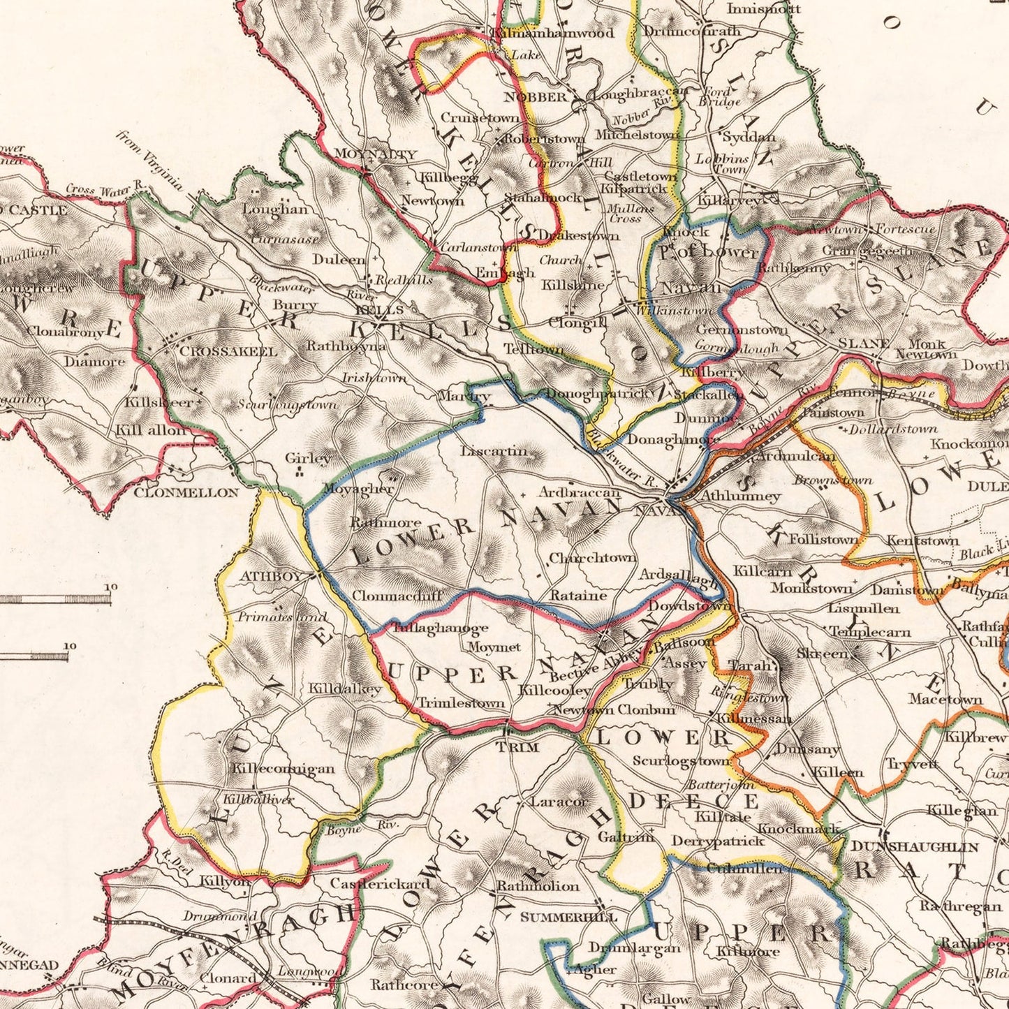 Vintage Map of County Meath, Ireland, 1846