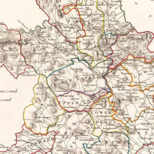 Vintage Map of County Meath, Ireland, 1846