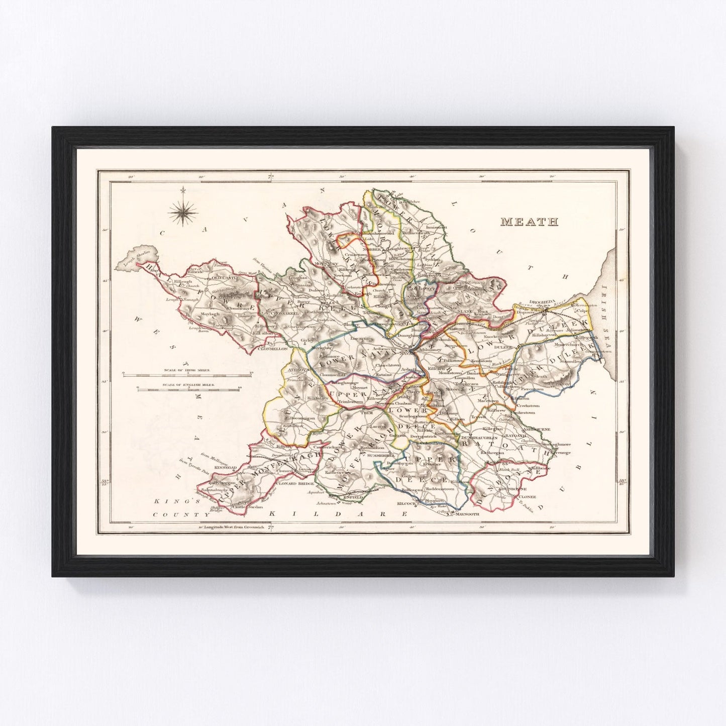 Vintage map of County Meath, Ireland, 1846