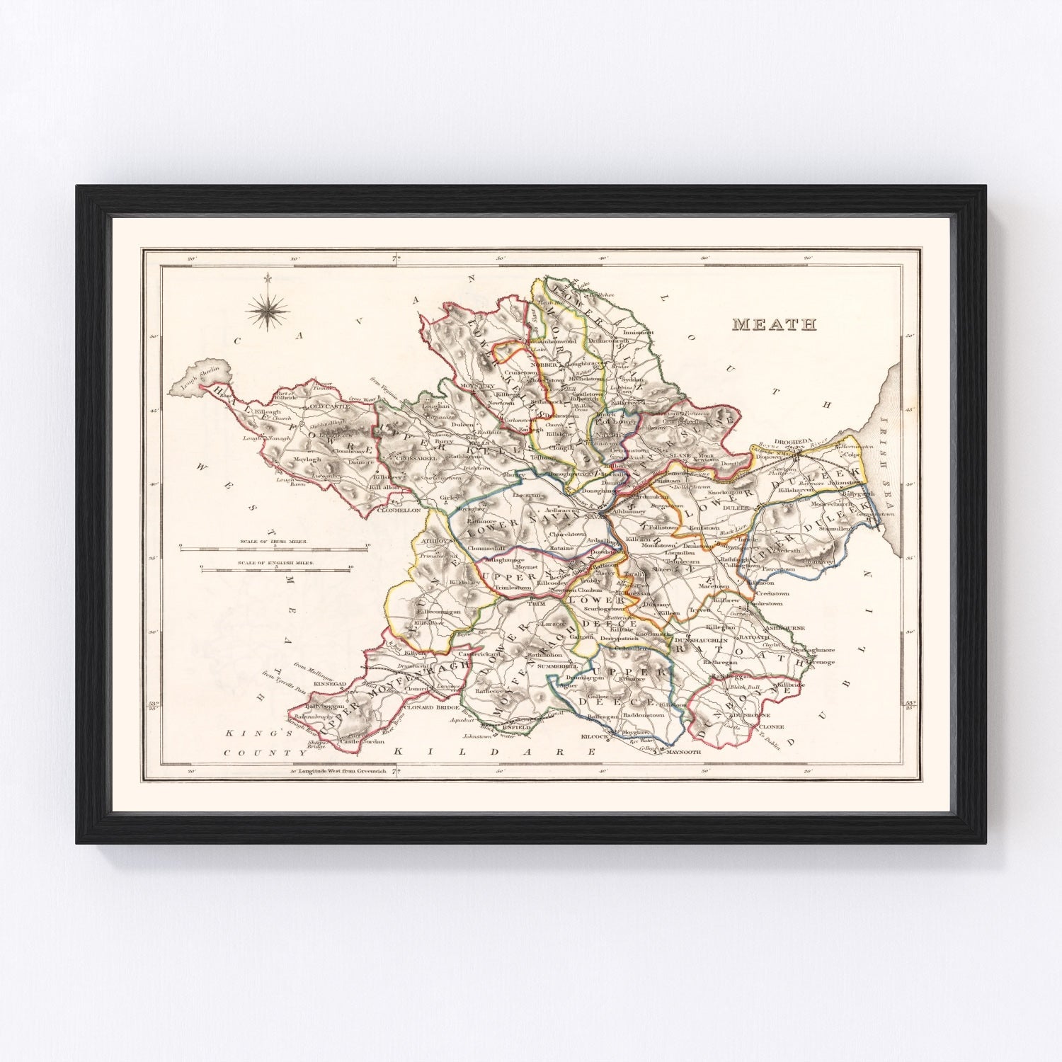 Vintage map of County Meath, Ireland, 1846