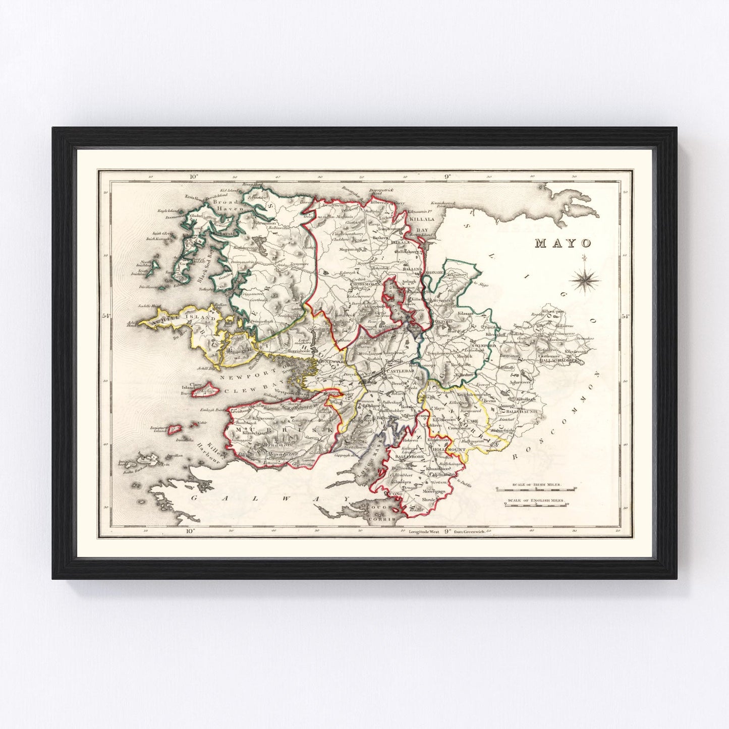 Vintage map of County Mayo, Ireland, 1846
