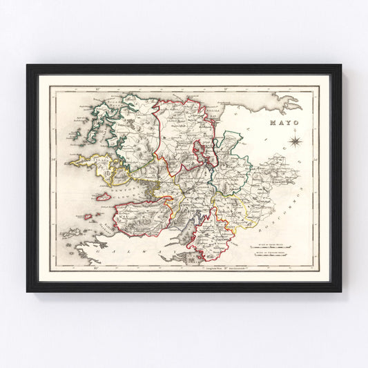 Vintage map of County Mayo, Ireland, 1846