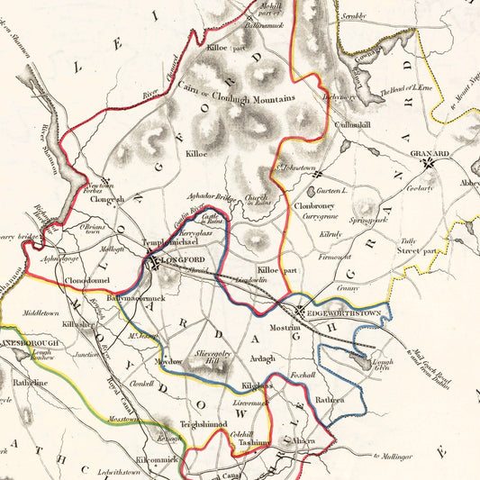 Vintage Map of Longford County, Ireland, 1846
