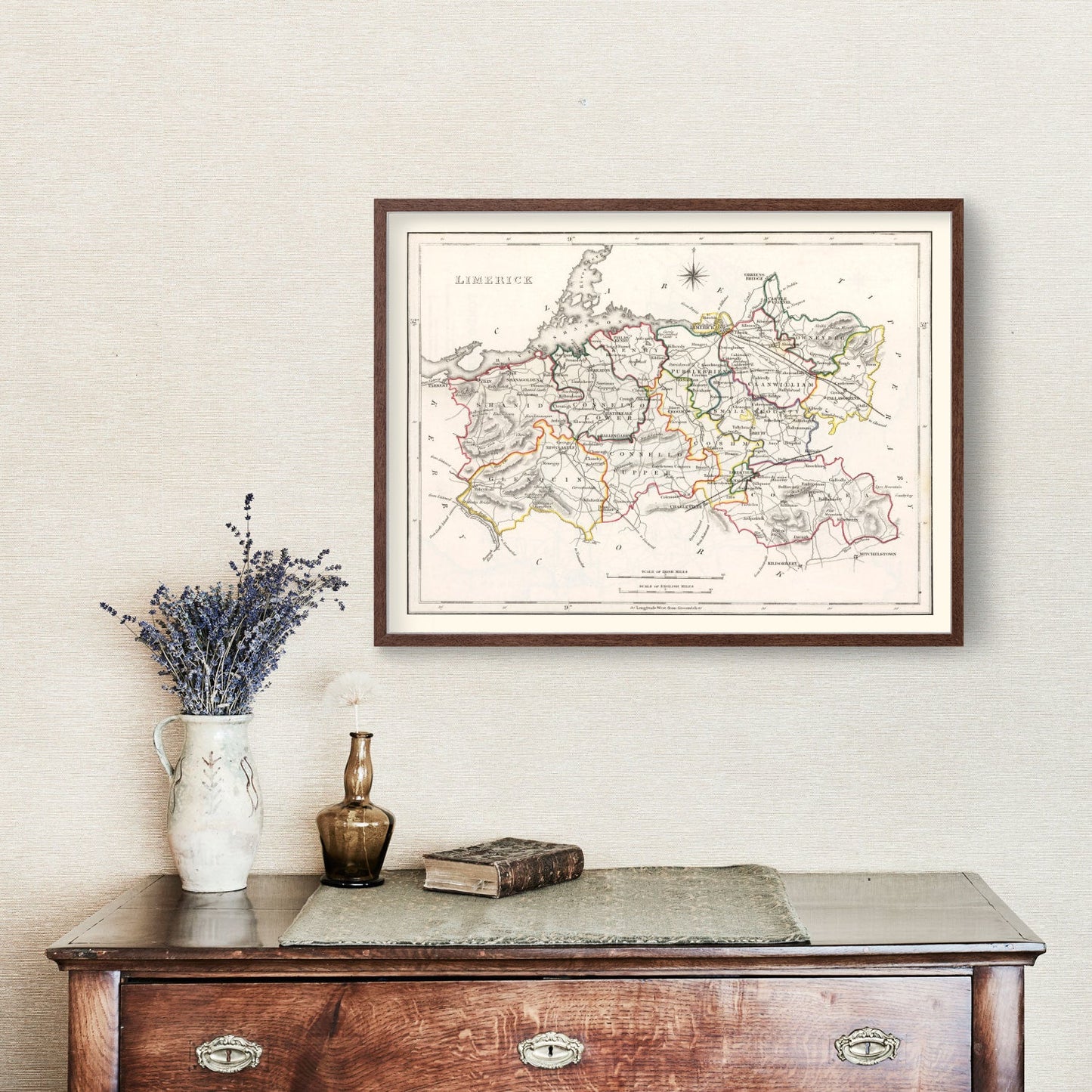 Vintage Map of Limerick County, Ireland, 1846