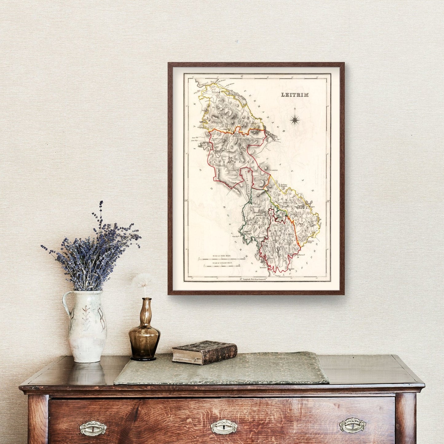 Vintage Map of Leitrim County, Ireland, 1846