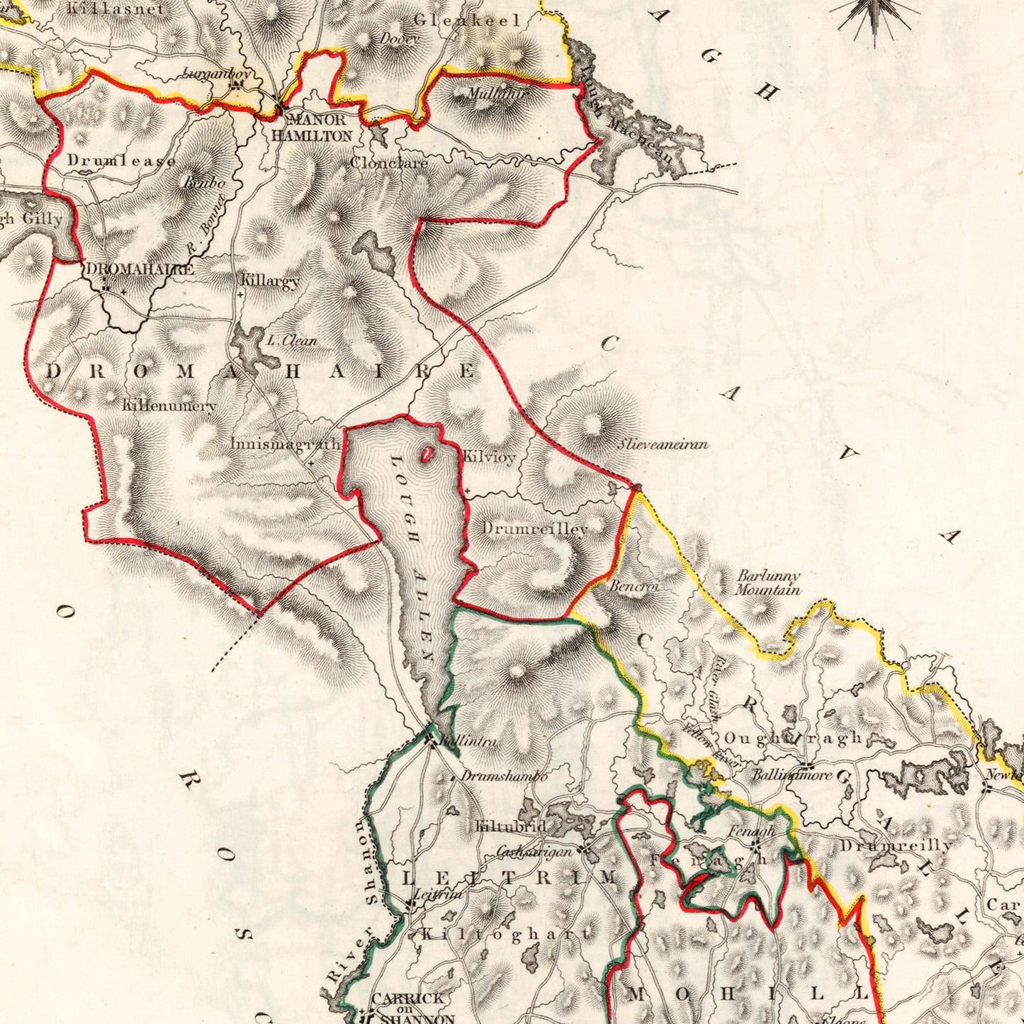 Vintage Map of Leitrim County, Ireland, 1846