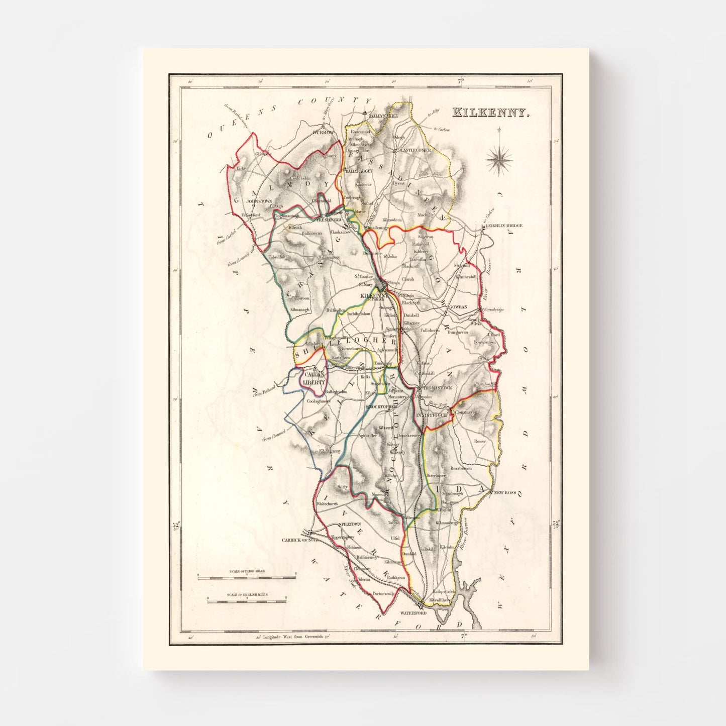 Vintage Map of Kilkenny County, Ireland, 1846