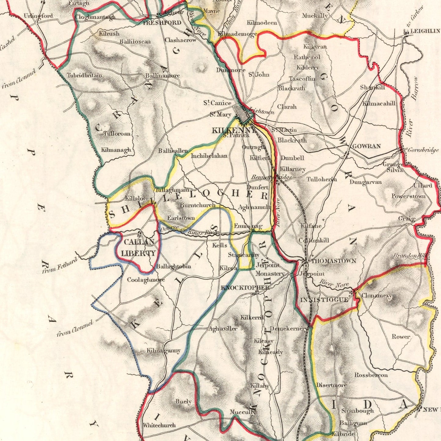 Vintage Map of Kilkenny County, Ireland, 1846