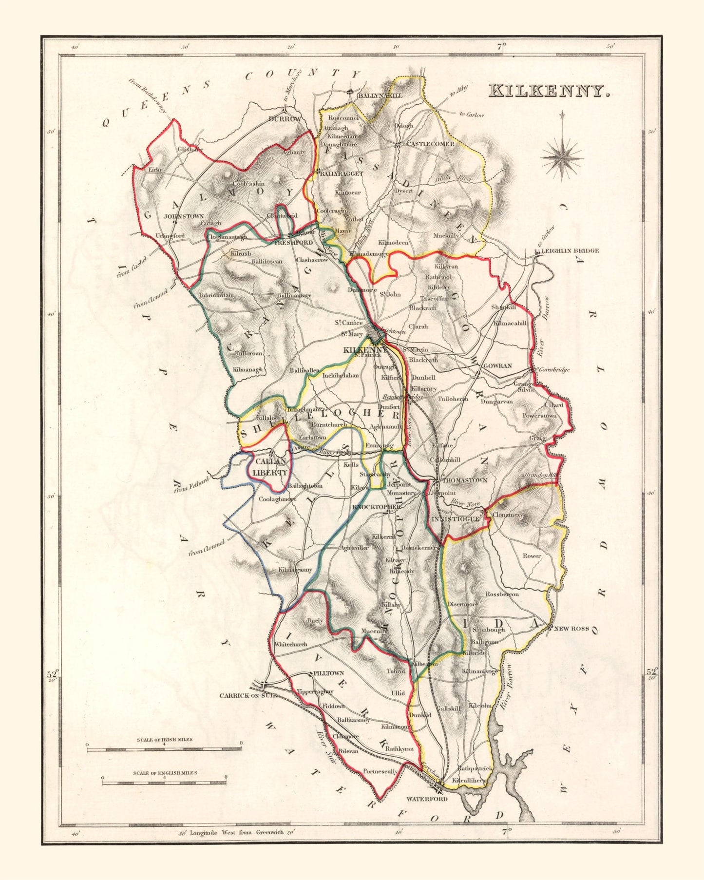 Vintage Map of Kilkenny County, Ireland, 1846
