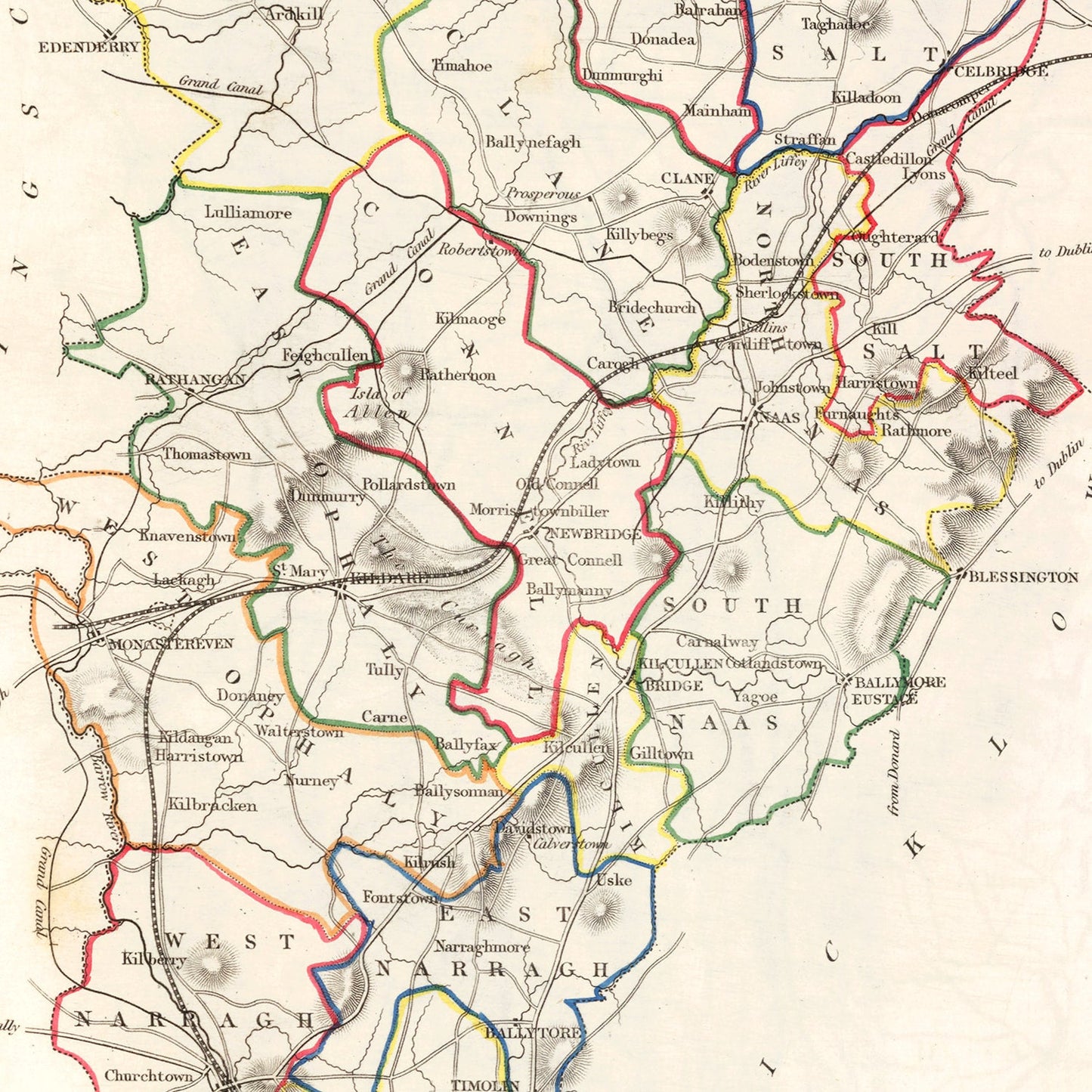 Vintage Map of Kildare County, Ireland, 1846