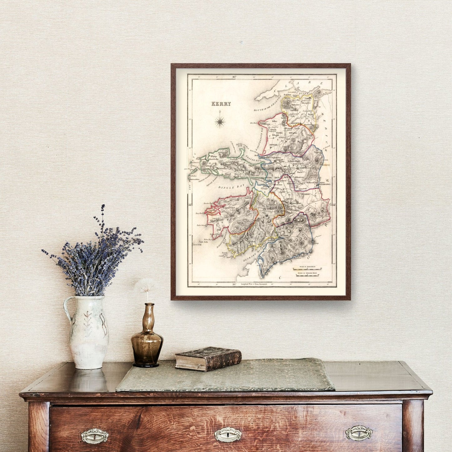 Vintage Map of Kerry County, Ireland, 1846