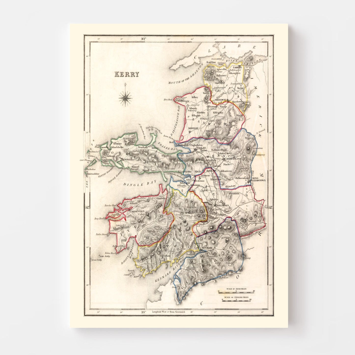 Vintage Map of Kerry County, Ireland, 1846