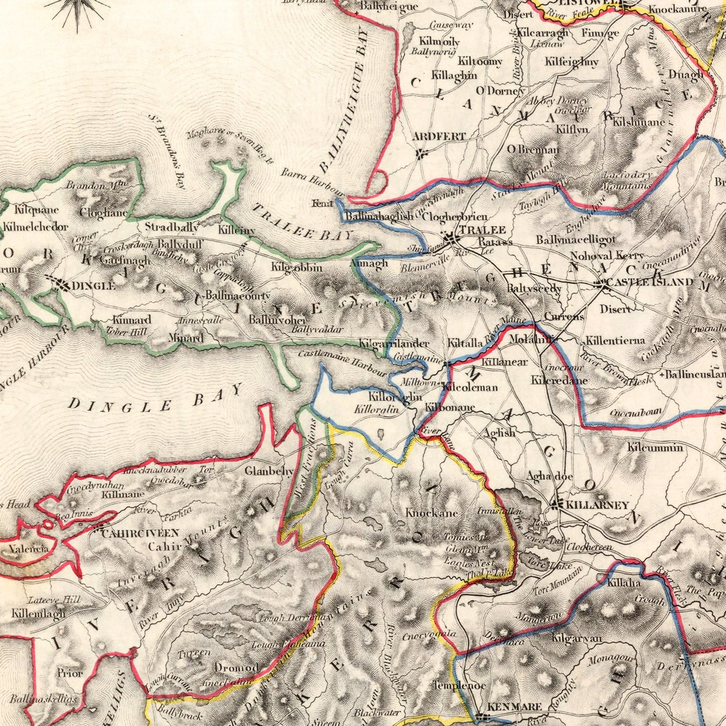 Vintage Map of Kerry County, Ireland, 1846