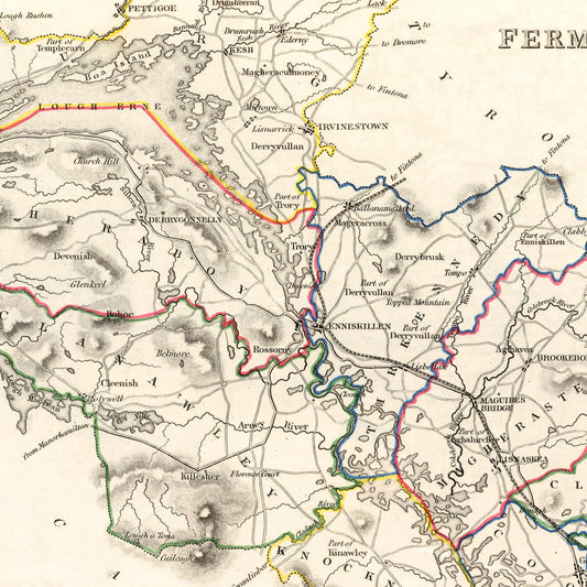 Vintage Map of Fermanagh County, Ireland, 1846