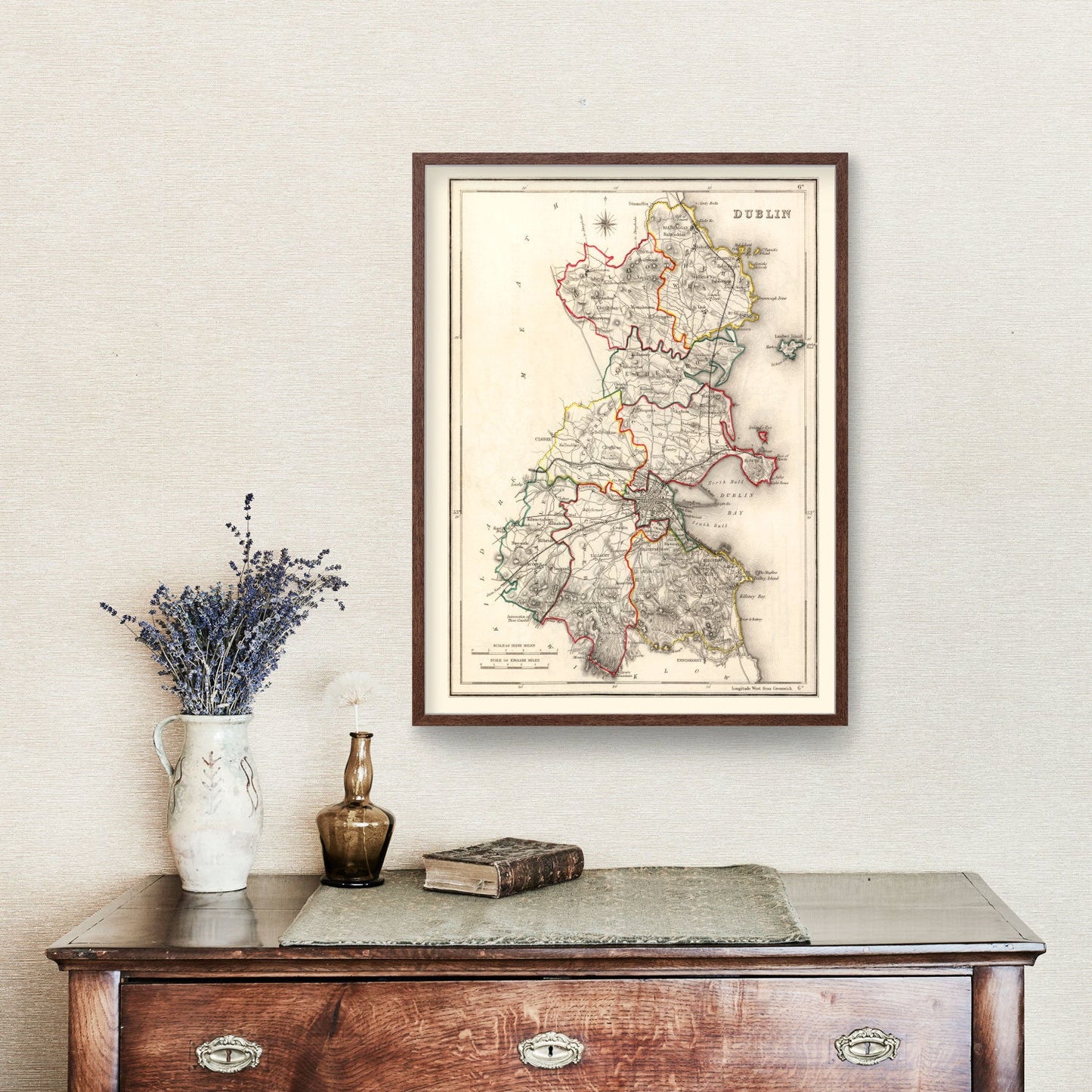 Vintage Map of County Dublin, Ireland, 1846