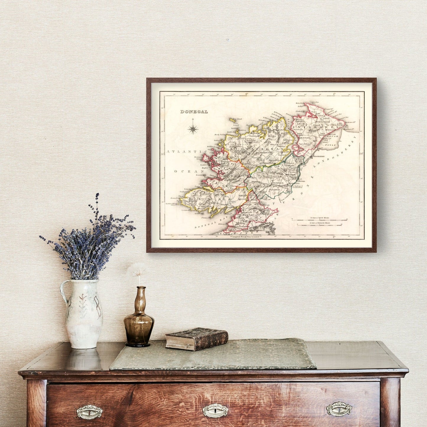 Vintage Map of Donegal County, Ireland, 1846