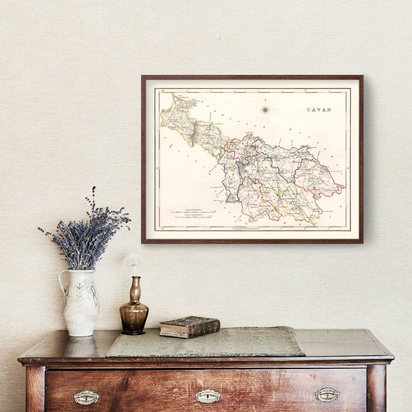 Vintage Map of Cavan County, Ireland, 1846