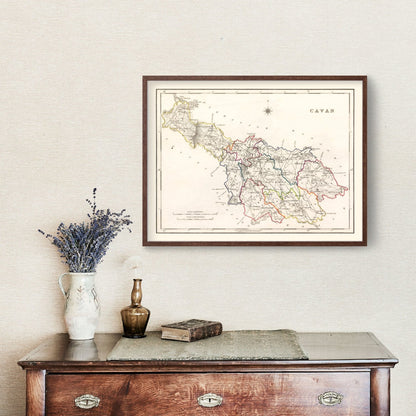 Vintage Map of Cavan County, Ireland, 1846
