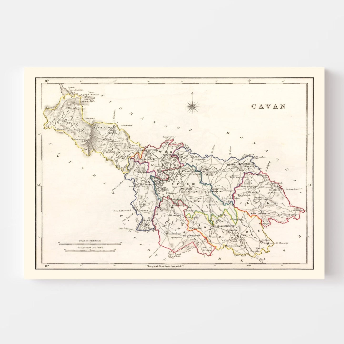 Vintage Map of Cavan County, Ireland, 1846