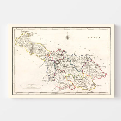 Vintage Map of Cavan County, Ireland, 1846