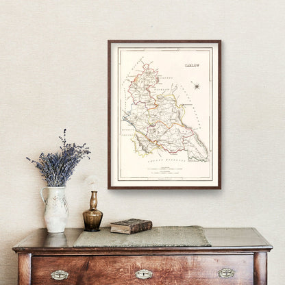 Vintage Map of Carlow County, Ireland, 1846