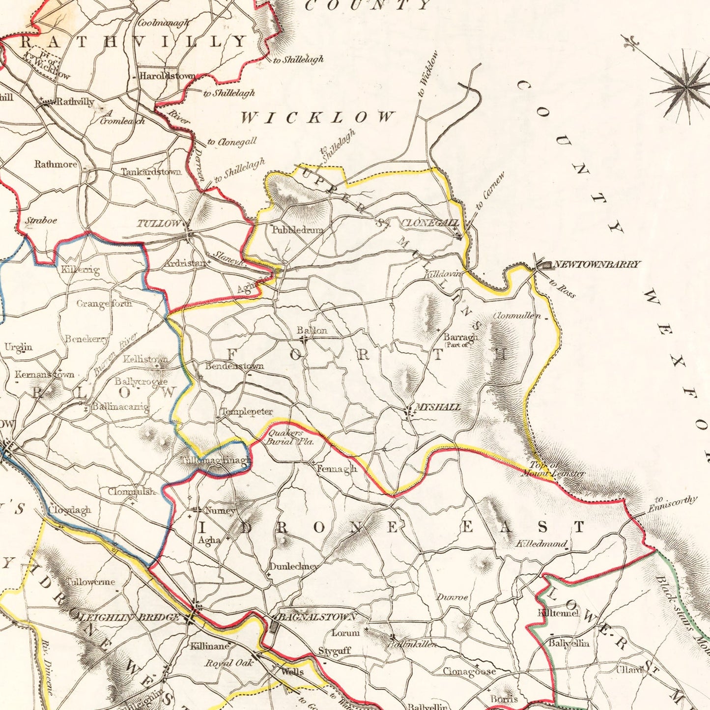 Vintage Map of Carlow County, Ireland, 1846