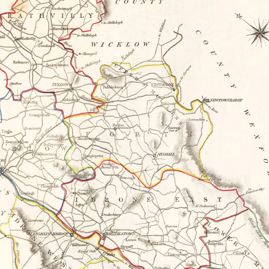 Vintage Map of Carlow County, Ireland, 1846