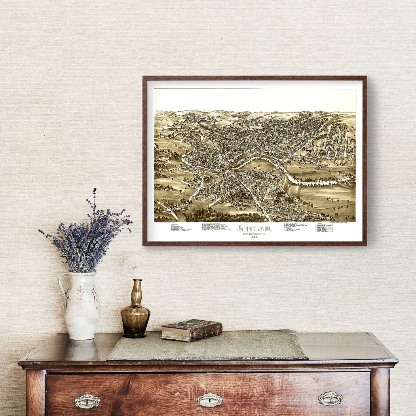 Vintage Map of Butler, Pennsylvania, 1896 Wall Art