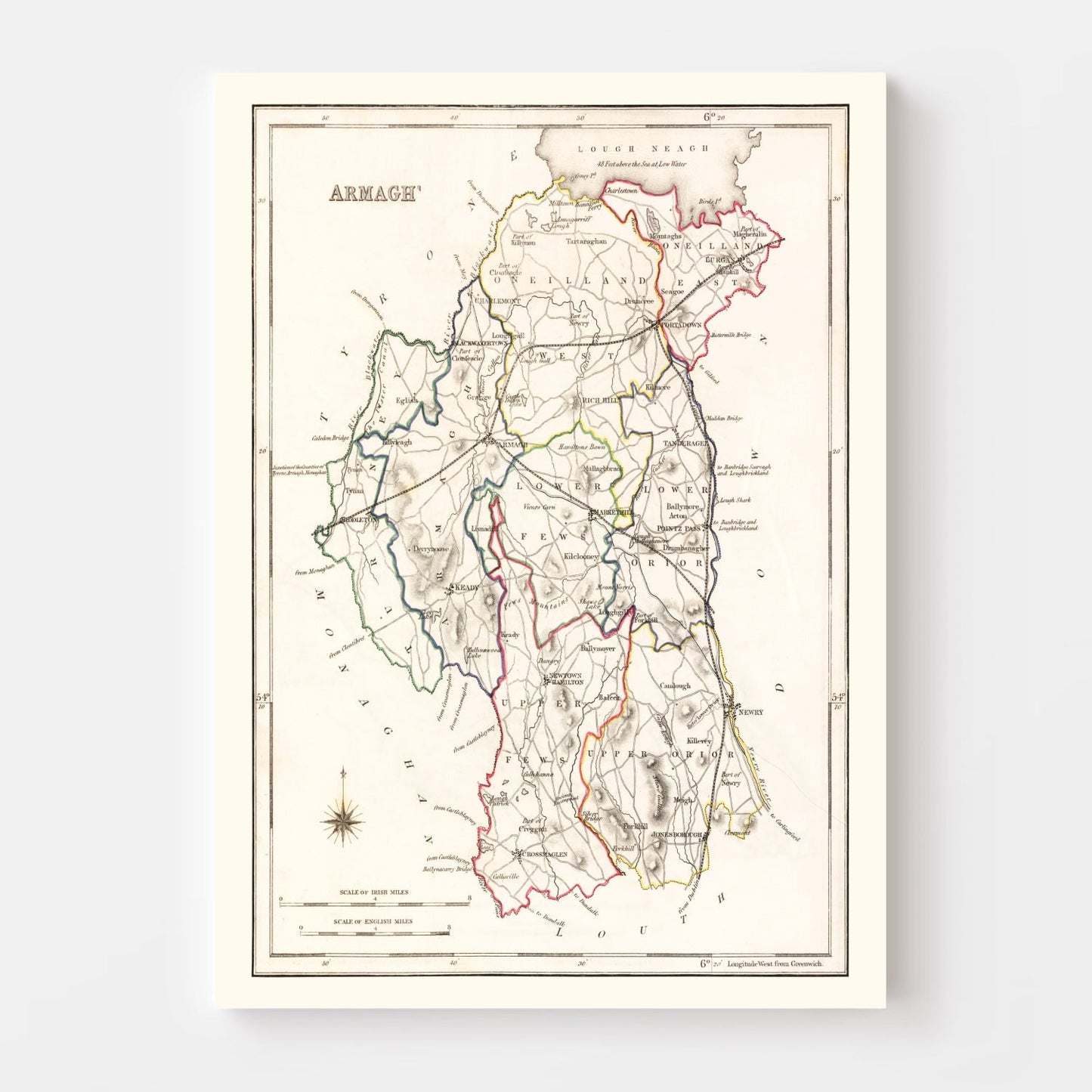 Vintage Map of County Armagh, Ireland, 1846