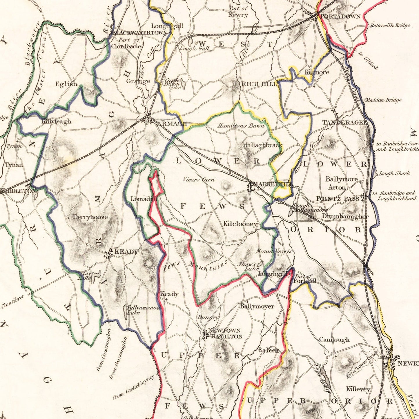 Vintage Map of County Armagh, Ireland, 1846