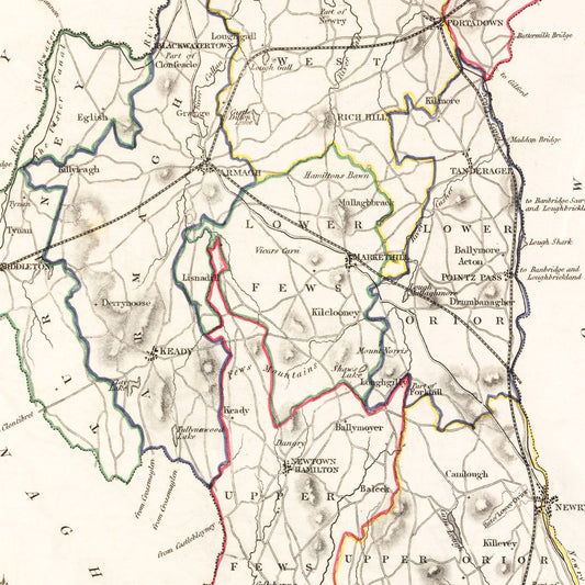 Vintage Map of County Armagh, Ireland, 1846
