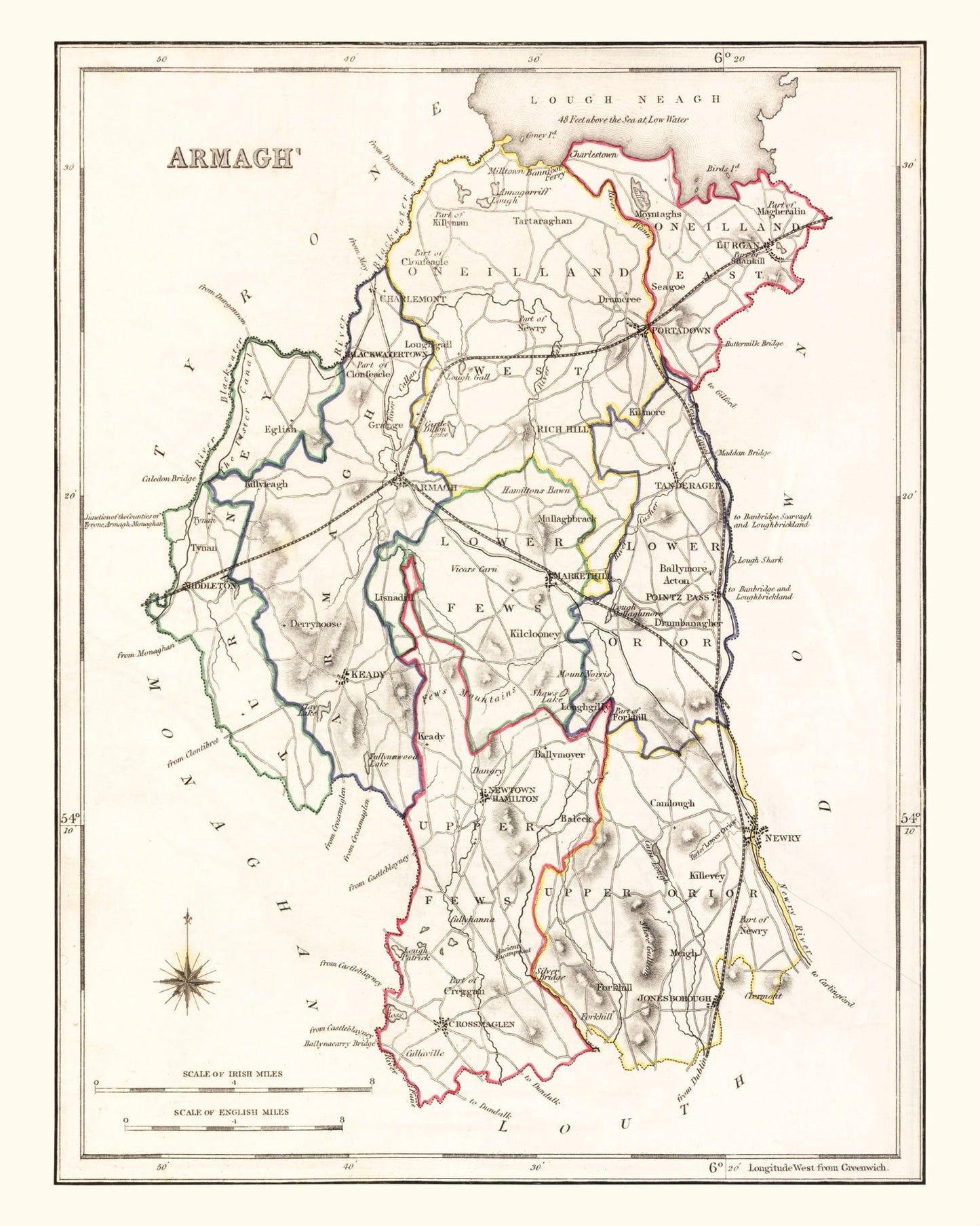 Vintage Map of County Armagh, Ireland, 1846