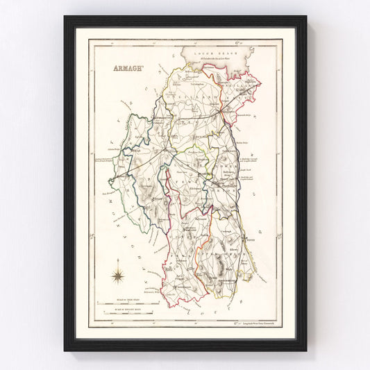vintage map of County Armagh, Ireland, 1846