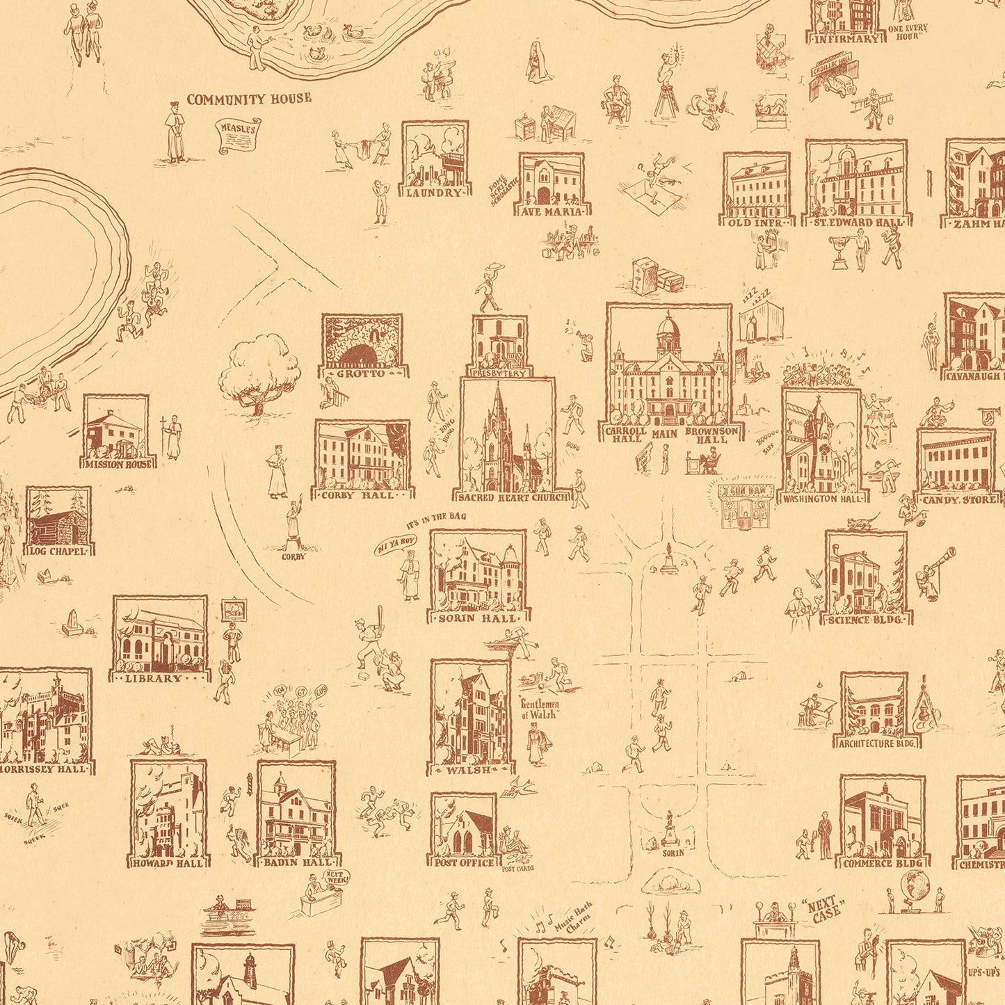 Vintage Map of University of Notre Dame Area, 1938