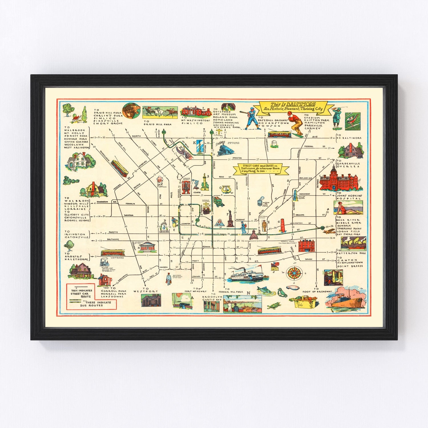 Vintage map of Baltimore, Maryland, 1929