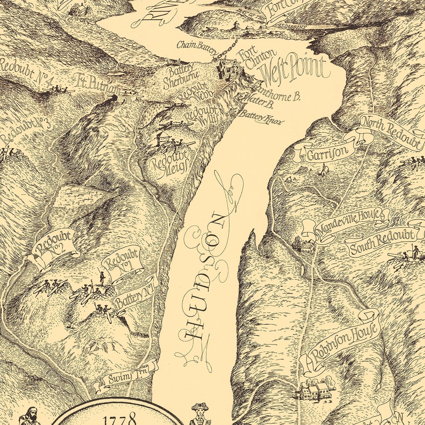 West Point, New York 1943 Vintage Map
