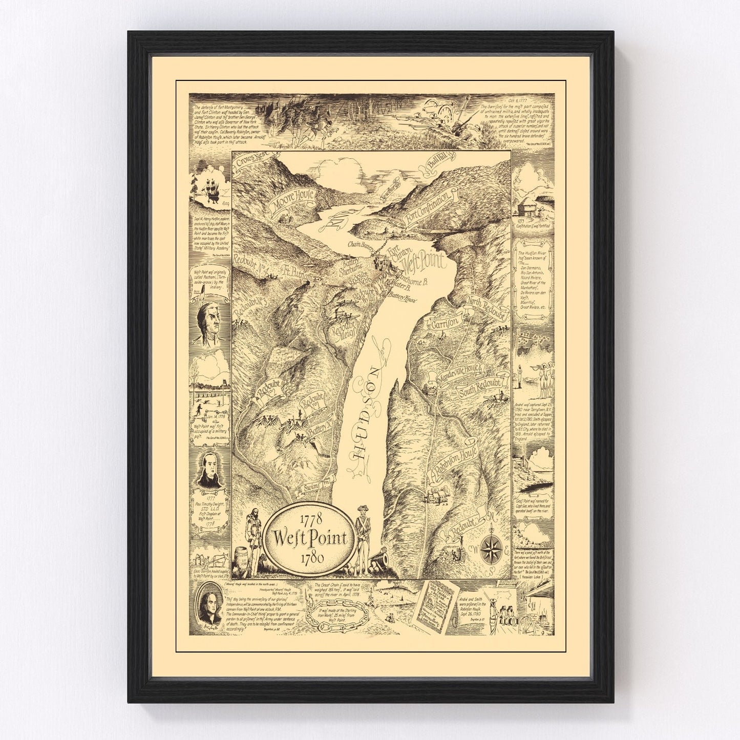 Vintage map of West Point, Orange County New York, 1943 - Hudson River print