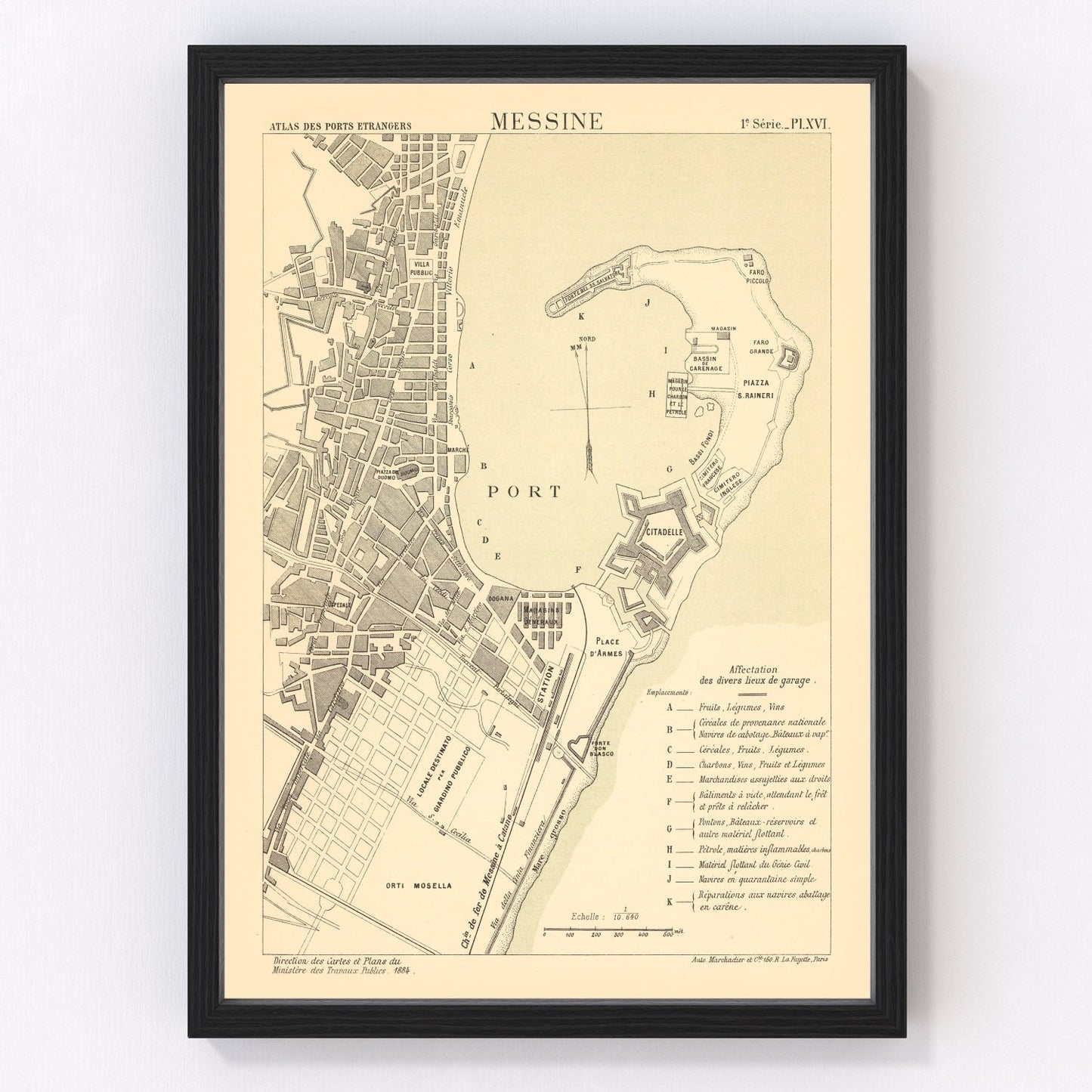 vintage map of Mesen, Belgium, 1884