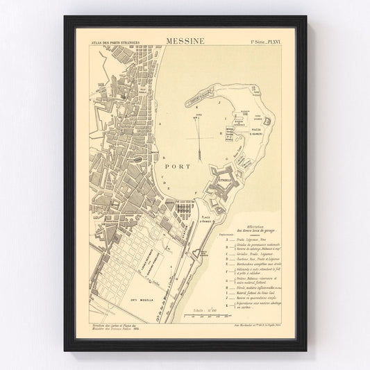 vintage map of Mesen, Belgium, 1884