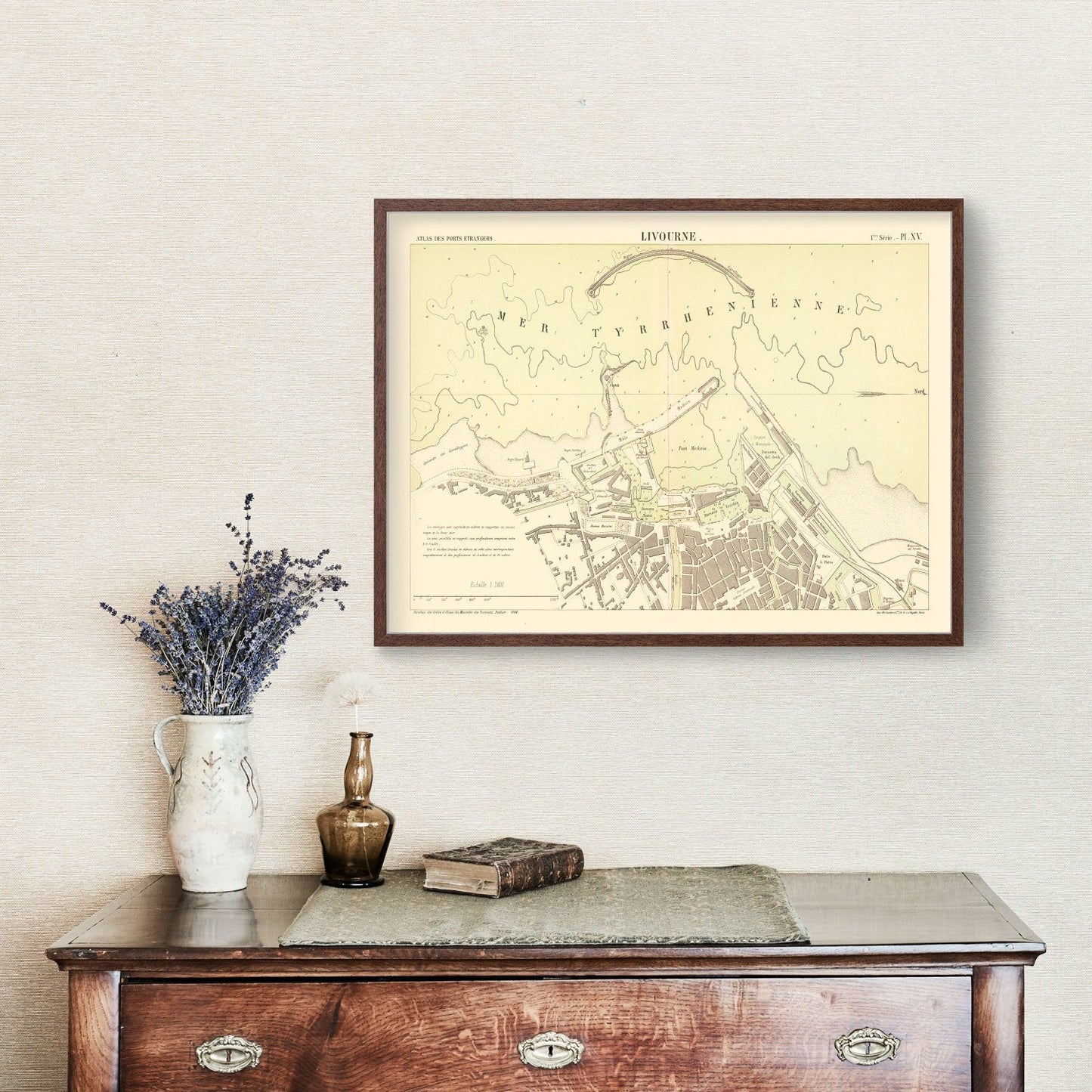 Vintage Map of Livorno, Italy, 1884
