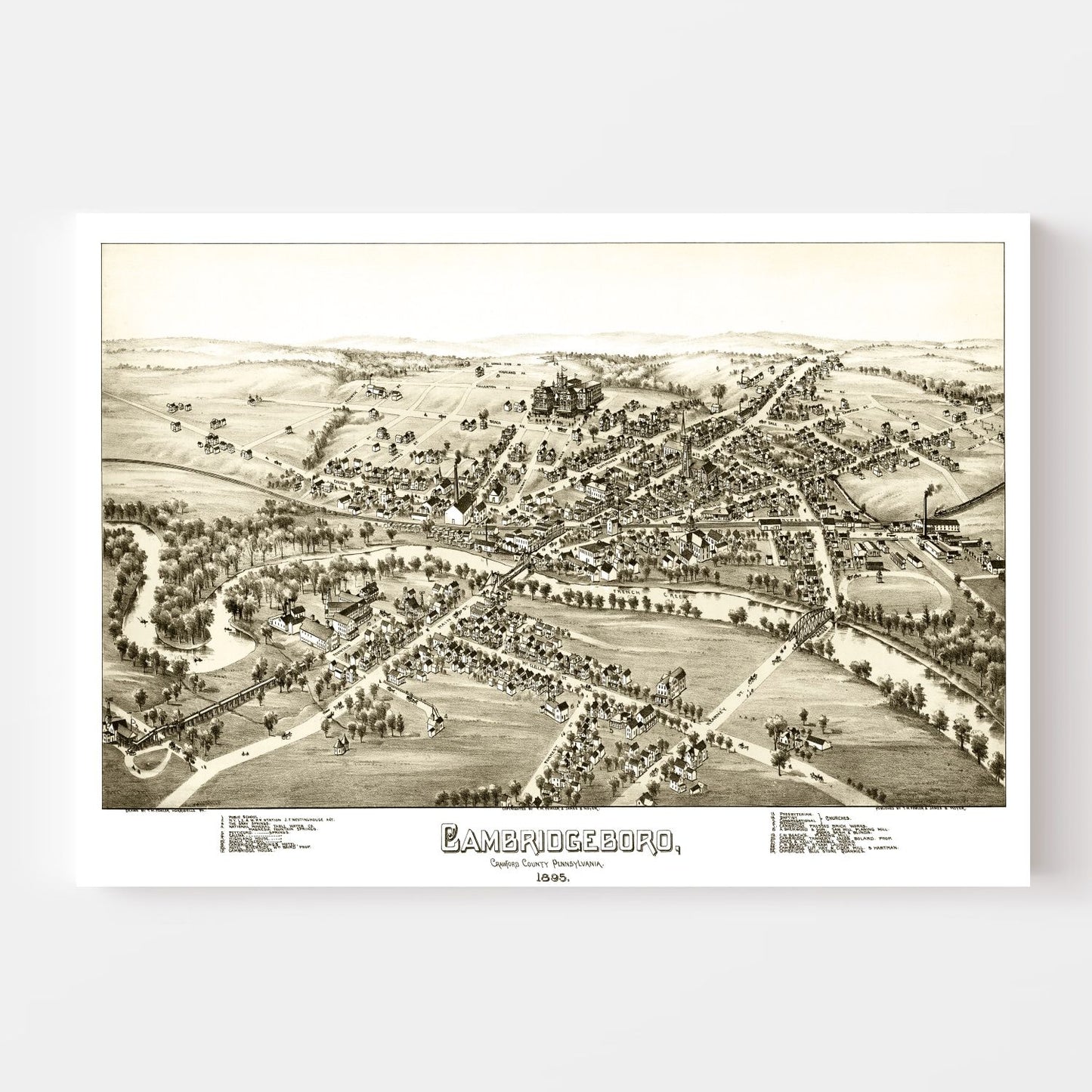 Vintage Map of Cambridgeboro, Pennsylvania, 1895