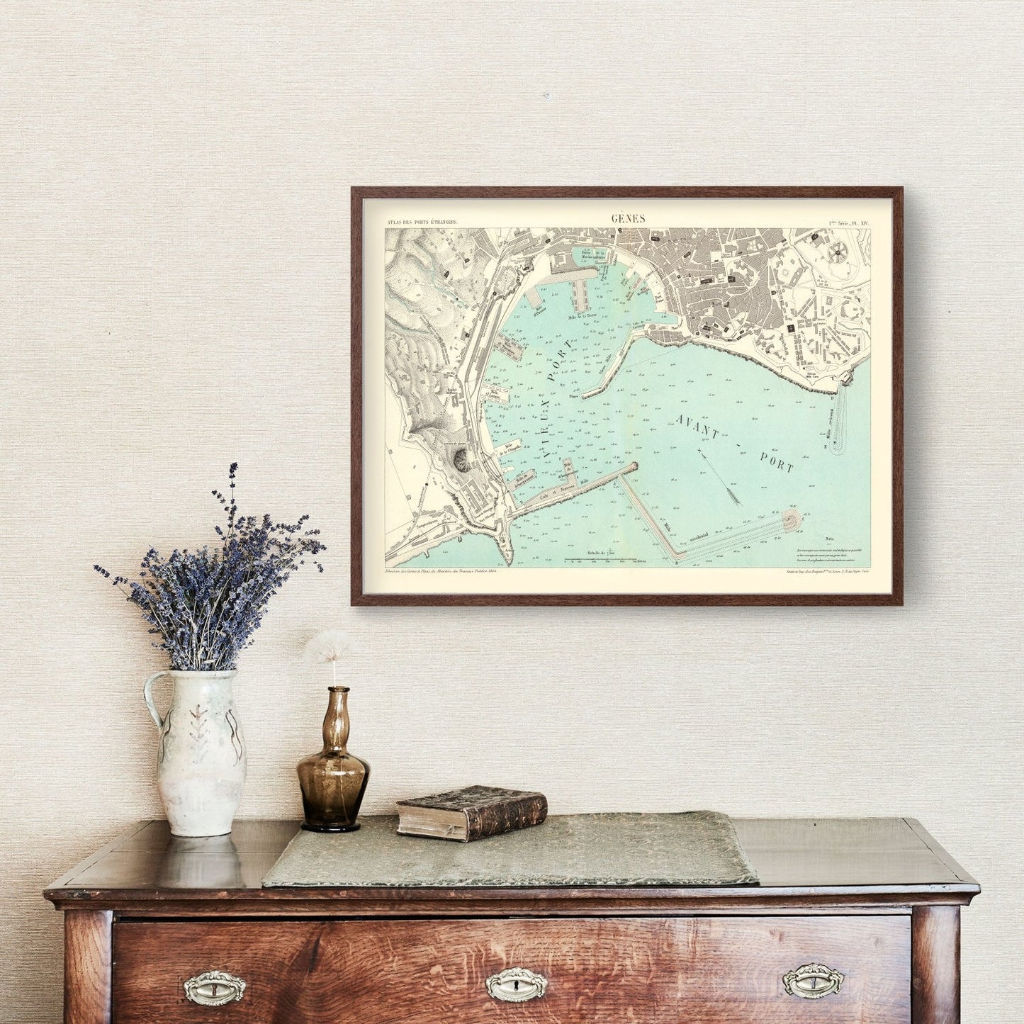 Vintage Map of Genoa, Italy, 1884