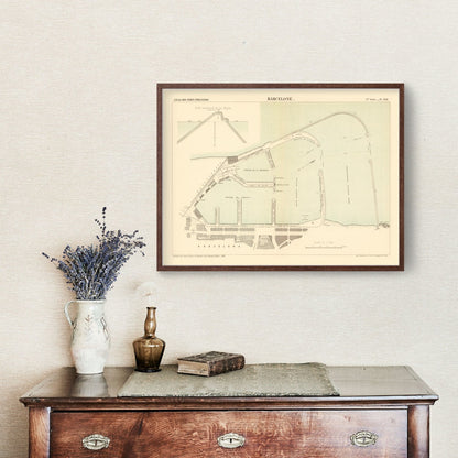 Vintage Map of Barcelona, Spain, 1883