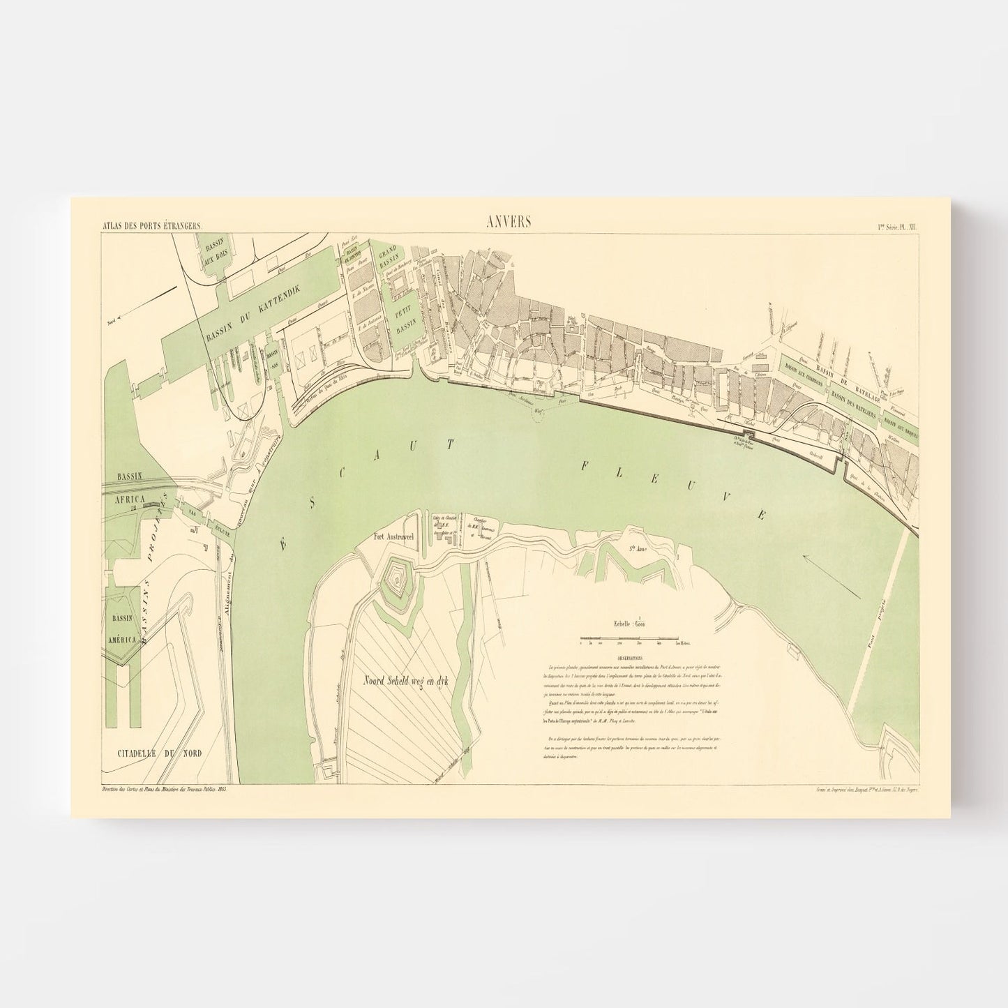 Vintage Map of Antwerp, Belgium, 1883