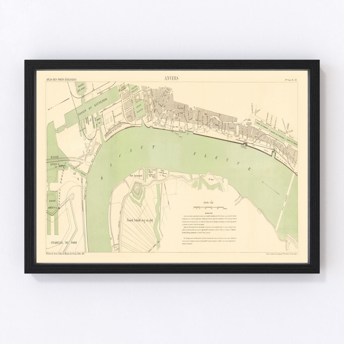 Restored vintage map of Antwerp, Belgium, 1883
