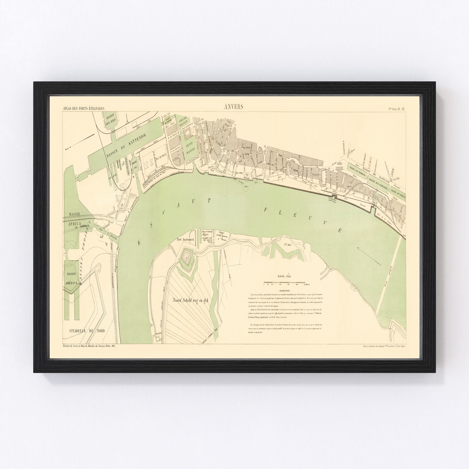 Restored vintage map of Antwerp, Belgium, 1883