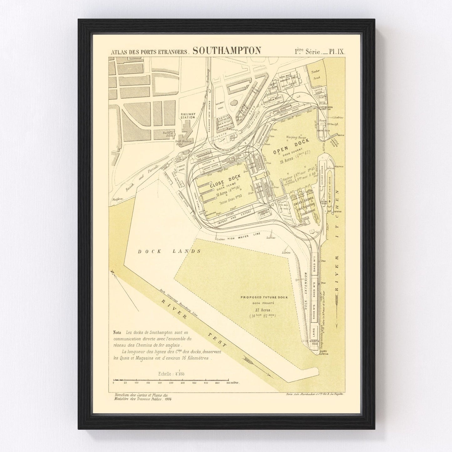 vintage map of Southampton, England, 1884