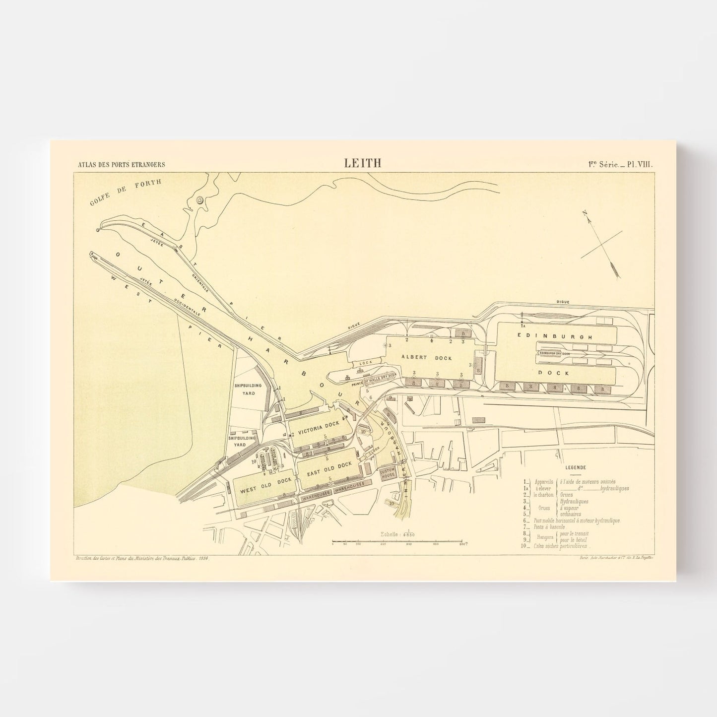 Vintage Map of Edinburgh, Scotland, 1884